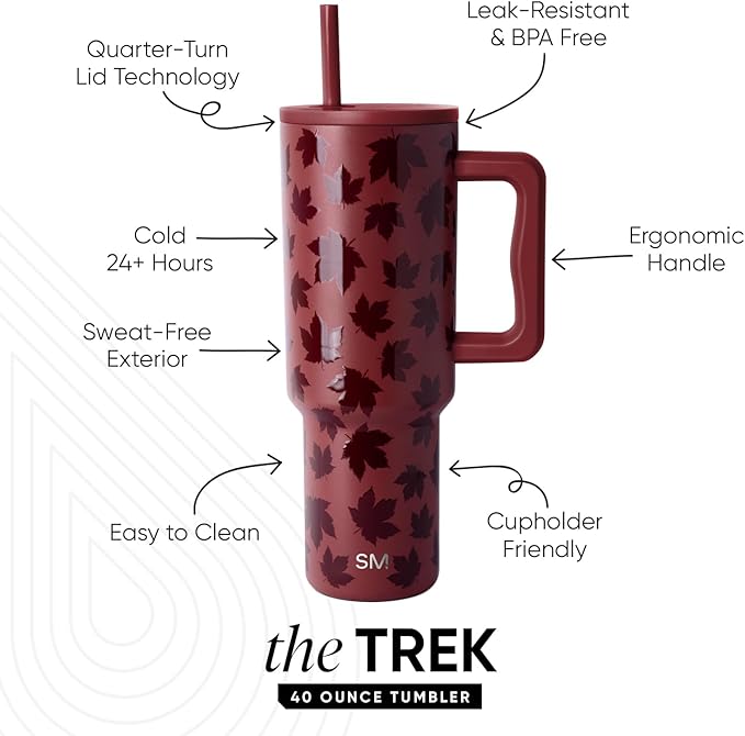 Simple Modern Halloween 40 oz Trek Tumbler with Handle and Straw Lid | Cup Holder Friendly Insulated Stainless Steel Travel Mug | Autumn Maple