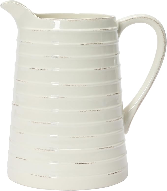 Creative Co-Op White Ceramic Pitcher