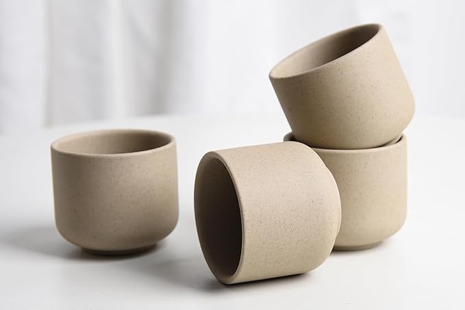 Ceramic teacups set of 4,No Handle Chinese KungFu Tea cups,3.5oz Teacups Japanese Teacup Set,Ceramic Tea Cup,4Pcs