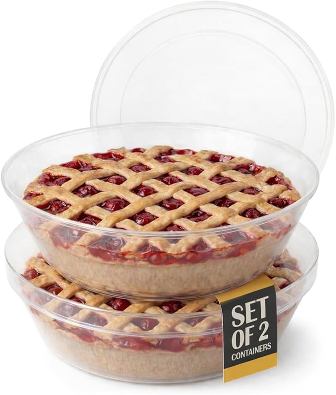 2 Pack Pie Carrier with Airtight Lid - BPA Free Pie Storage Container with Cover - Transport Keeper for Most Bakery - Plastic Pie Dish Holder
