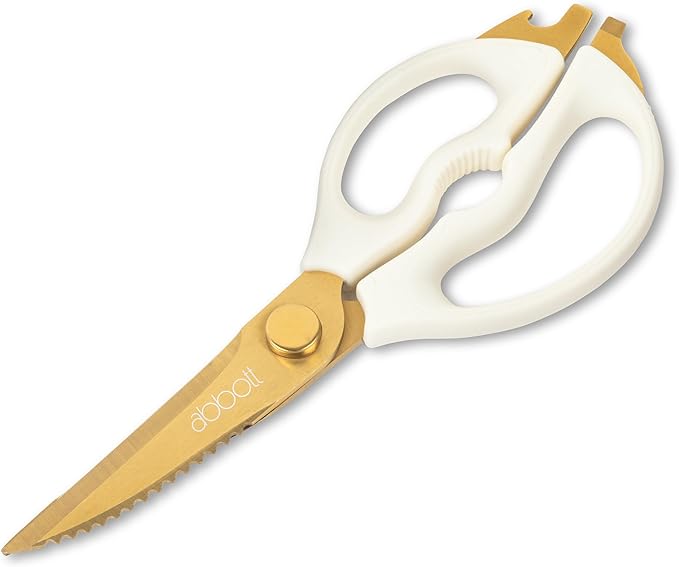Abbott Collection Multi Purpose Kitchen Shears - Stainless Steel/Rubber, Gold/Ivory (9 inches L)