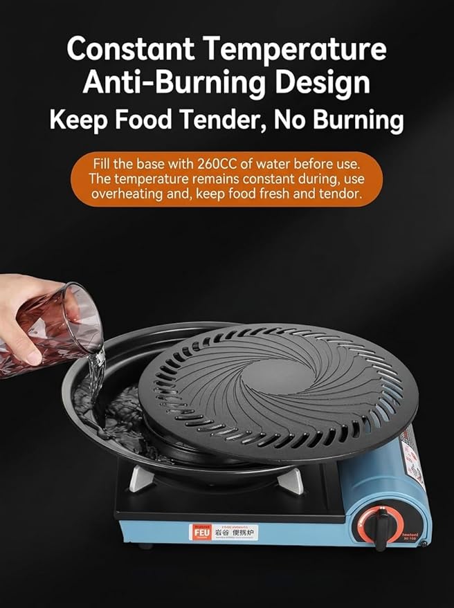 Korean-Style Smokeless Outdoor BBQ Grill Pan – Aluminum Fluorine Coating,Non-Stick & Non-Burning, Even Heating,Oil Drain Design,Easy Clean,Includes 304 Stainless Steel Tongs - Made in TaiWan