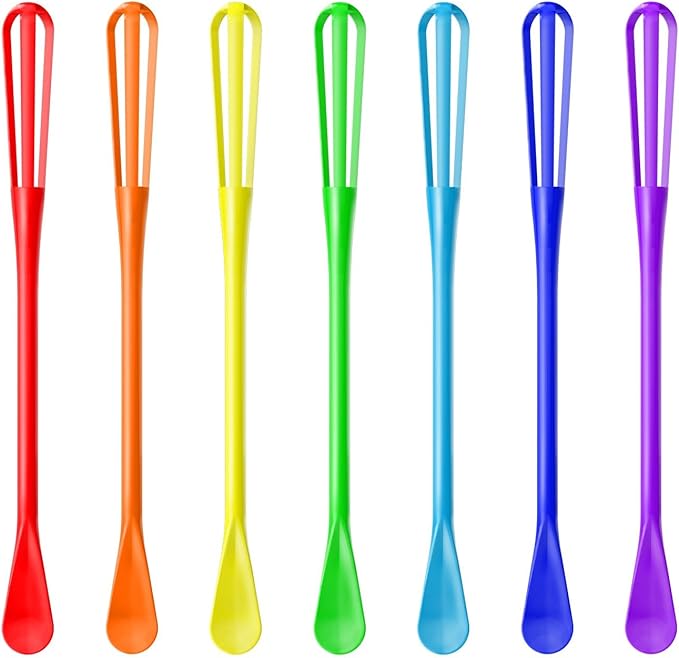 Colorful Mini Whisk, Mini Spoon, Multifunctional Small Whisks for Cooking, Tiny Whisk 7 Pieces, Mini Small Wisk, for Blending, Whisking, Beating Ingredients, Mixing Sauces