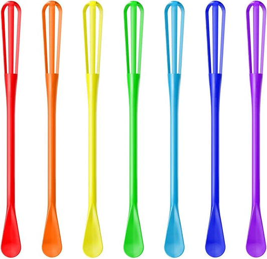 Colorful Mini Whisk, Mini Spoon, Multifunctional Small Whisks for Cooking, Tiny Whisk 7 Pieces, Mini Small Wisk, for Blending, Whisking, Beating Ingredients, Mixing Sauces