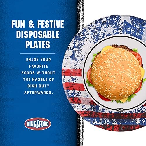 Kingsford Heavy Duty Paper Plates, American Flag, 10 Inch, 35 Count