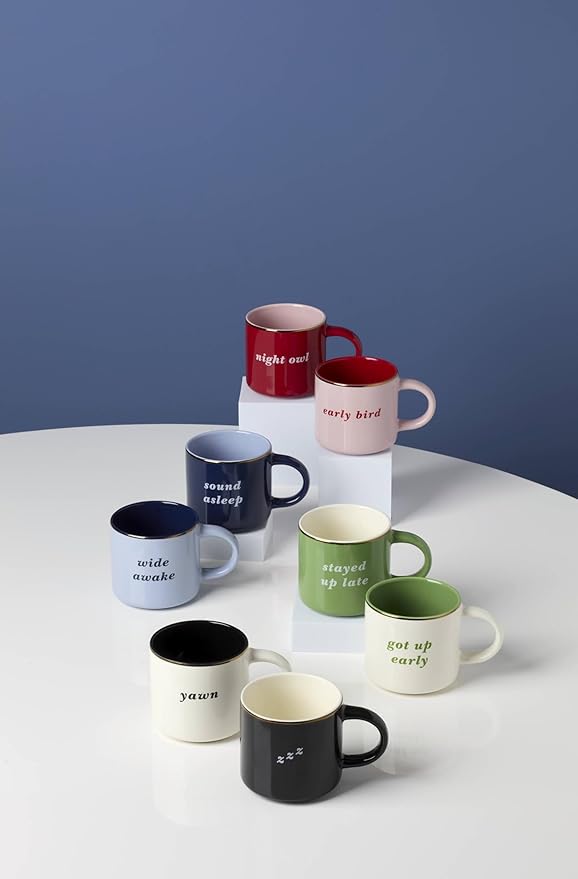 kate spade new york Early Bird & Night Owl, Mugs, Set of 2, Pink