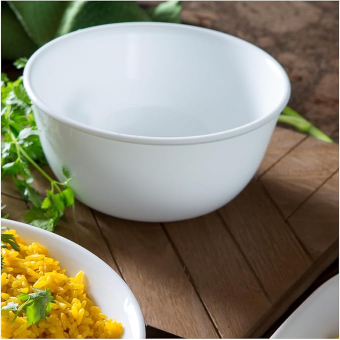 Corelle 3138 28 oz Vitrelle Glass Winter Frost White Noodle Bowl, Pack of 3