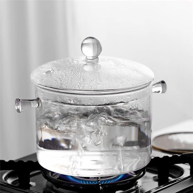 2 L/ 67 Fl Oz Clear Glass Pots for Cooking with Lids Saucepan with Cover Simmer Pot Milk Pot Heat-Resistant Glass Stovetop Pots And Pan with Lid, Soup, Milk, Baby Food