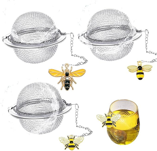 3 Pcs Tea Infusers for Loose Tea Leaf Steeper Tea Balls for Loose Tea Diffusers for Loose Tea Stainless Steel Tea Infuser Loose Leaf Tea Steeper with Metal Pendant (Bee 3)