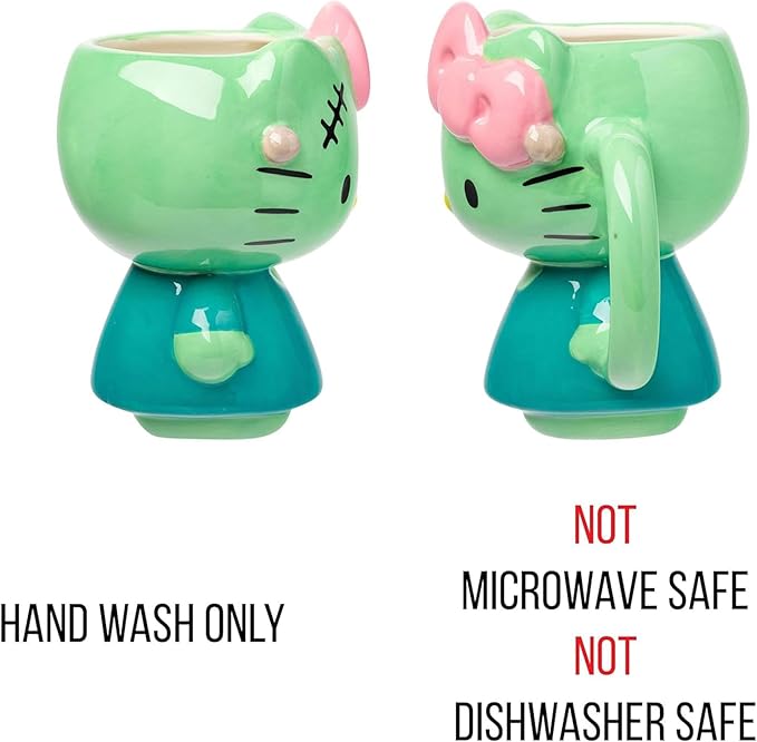 Silver Buffalo Sanrio Hello Kitty Frankenstein Halloween Costume 3D Sculpted Ceramic Mug, 20 Ounces