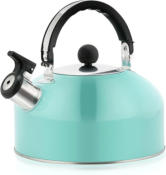 2.7 Quart (3 L) Tea Kettle, Food Grade Stainless Steel Teakettle is Best for Boiling Water, Brewing Tea, and Making Coffee (Light Blue)
