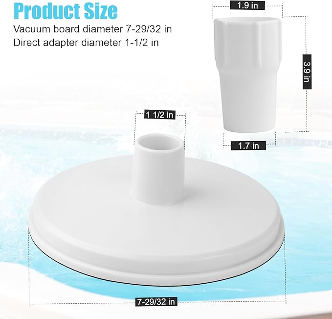 SP1106 Pool Skimmer Vacuum Plate and 1-1/2" Pool Spiral Wound Vacuum Hose Cuff for Hayward SP1082 1084 1085 1075 In-Ground Pool Skimmer - Connects Vacuum Head & Skimmer Threaded ABS Plastic