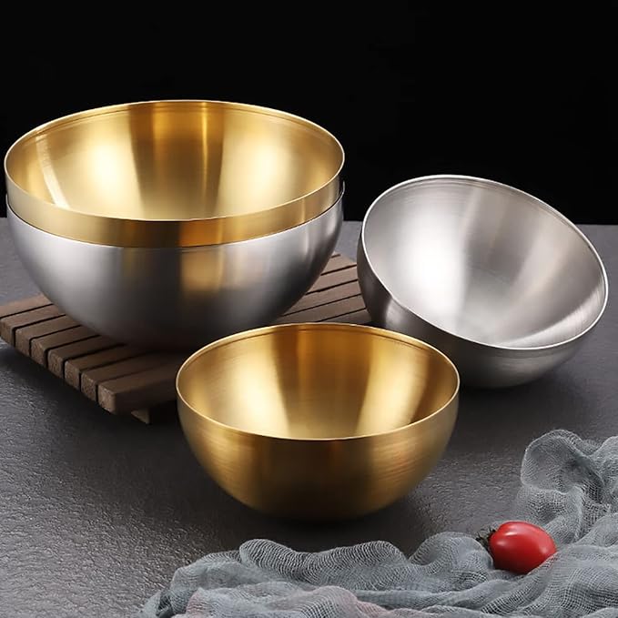 Stainless Steel Salad & Serving Bowls - Nesting Mixing Bowls for Cooking, Baking & Prepping - Set of 2, Small & Large - 5.9 & 7.9 Inch (Silver)