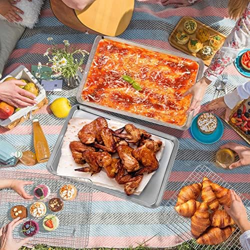 P&P CHEF 17.5 Inch Cookie Baking Sheet Pan with Wire Rack,4 Pcs