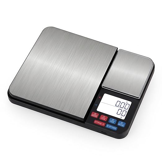 Partyreal Dual Platform Digital Kitchen Scale, Food Scale with Tare and Unit Conversion, Backlit Display, USB-C Rechargeable with AAA Backup, Dual Platform, Black