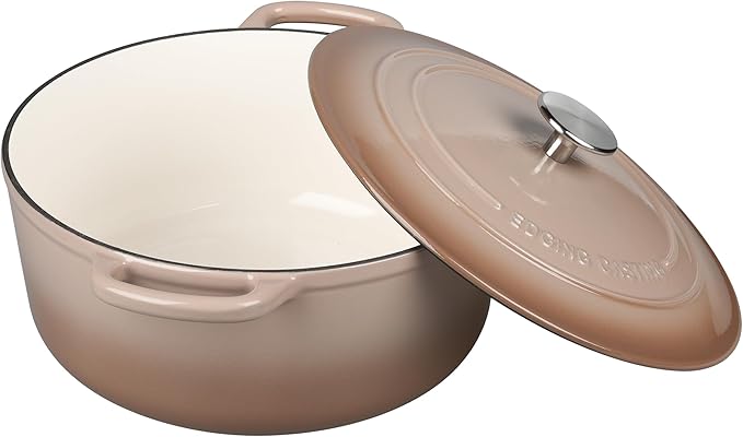 Enameled Cast Iron Dutch Oven Pot With Lid, 5.5 Quart, for Bread Baking, Cooking, Mocha