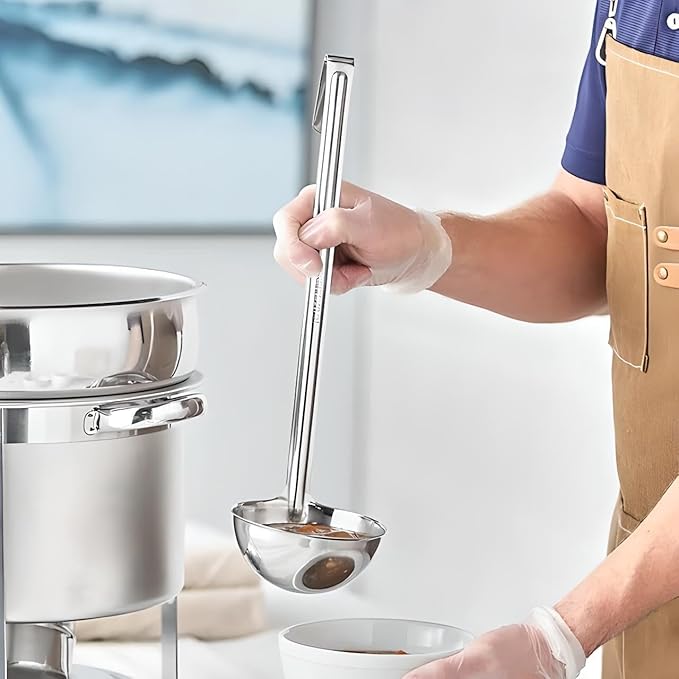 OCS Parts Set of 3 Stainless Steel Culinary Ladles | One-Piece Dishwasher Safe Home, Restaurant, Buffet and Catering Serving Ladle for Sauces, Soup, Gravy, and Salad Dressing (6-8 - 10 Ounce)