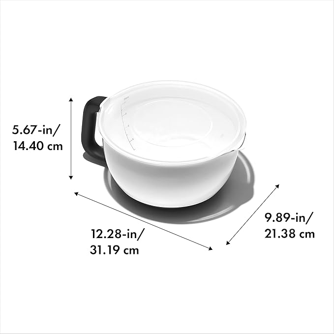 OXO Good Grips 4Qt BPA Free Plastic Batter Mixing Bow with Lid, White (Pack of 4)