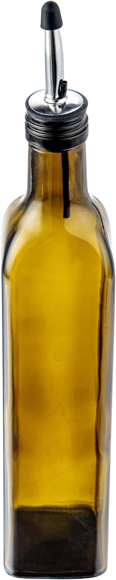 Restaurantware RW Base 16.9 Ounce Olive Oil Dispenser 1 Kitchen Oil Dispenser Bottle - With Stainless Steel Pourer Non-Leaking Amber Glass Olive Oil Pourer For Cooking Or Salad Dressings
