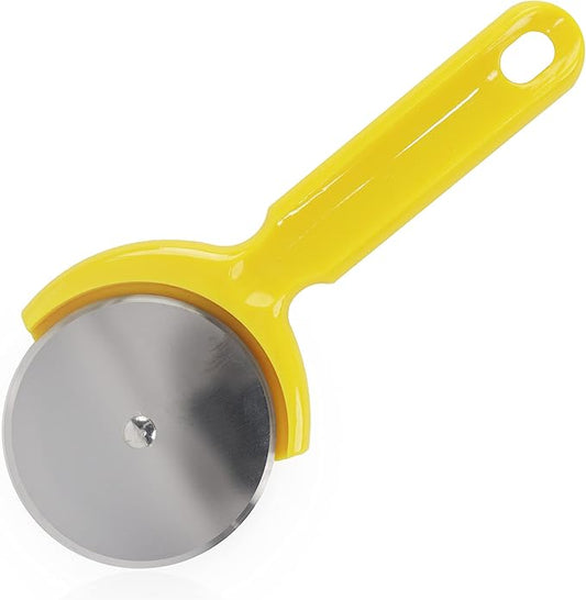 Stainless Steel Pizza Cutter - 7.75 inch Slicer for Pizzas, Pockets and More - Yellow Plastic Handle Pizza Cutter Wheel.
