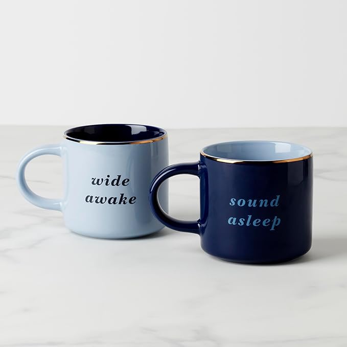 kate spade new york Wide Awake & Sound Asleep, Mugs, Set of 2, Blue