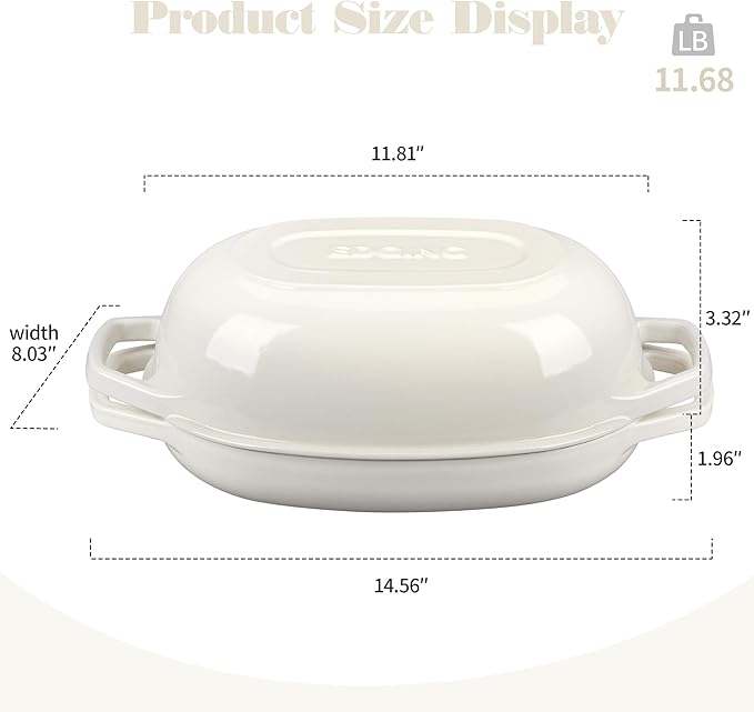 Enameled Cast Iron Oval Dutch Oven Pot with Lid, Dutch Oven for Sourdough Bread Baking, Bread Oven, Bread Dutch Oven, Oval Bread Pan, 5qt, White