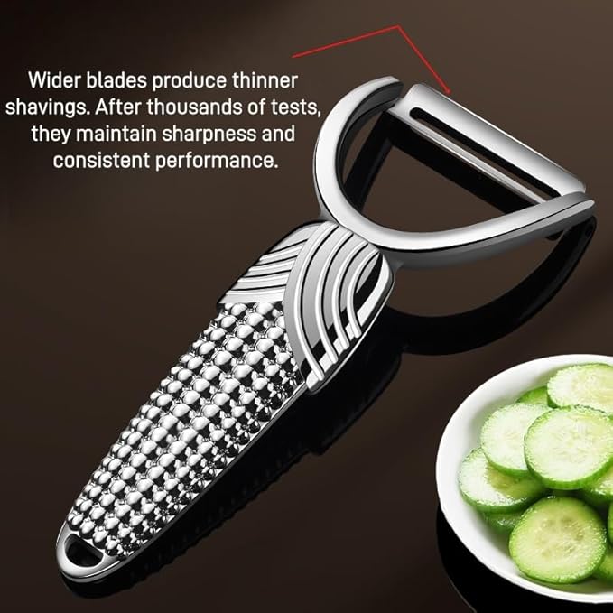 Vegetable Peeler For Kitchen Blade is Incredibly Sharp, Making Peeling Almost Effortless. Knife is Perfectly Balanced, Allowing you to Easily Slice Long, Beautiful Strips of Radish.