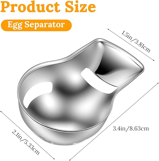 Egg Yolk Separator, Egg Separator for Raw Eggs Food Grade Stainless Steel Eggs Separators Tool, Easy to Use for Baking & Cooking