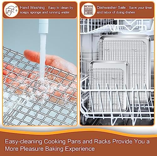 P&P CHEF 16 + 10.4 Inch Cookie Baking Sheet Pan with Wire Rack,4 Pcs