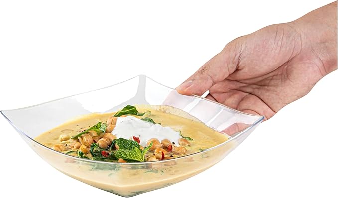 Restaurantware-Moderna 32 Ounce Fancy Plastic Bowls, 10 Square Disposable Salad Bowls - Durable, Heavy-duty, Clear Plastic Bowl, For Warm And Cold Foods