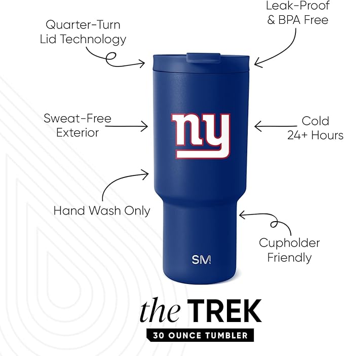 Simple Modern Officially Licensed NFL 30oz Tumbler with Flip Lid and Straws | Football Insulated Stainless Steel Cup | Gifts for Men Women | Trek Collection