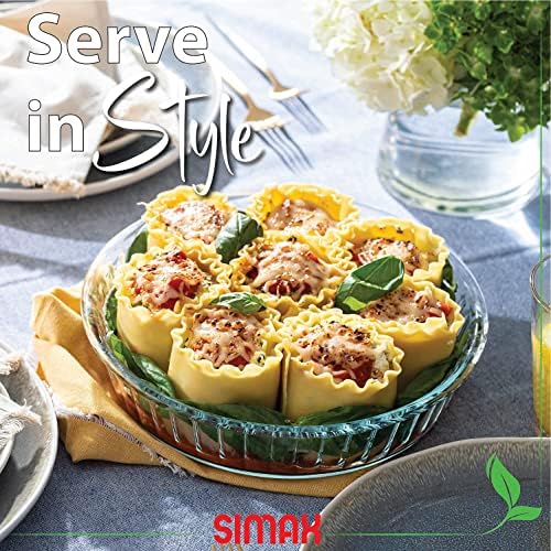 SIMAX Glass Pie Pan for Baking, 10.25 Inch Deep Round Pie Plate Dish, Apple, Pumpkin, Holiday Pies, Fluted Pie Holder, Oven Safe Tray, Borosilicate Glass Cake Tin