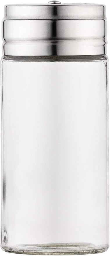 Fox Run 5167 Glass Spice Jar with Stainless Steel Shaker Lid, 6 Ounce, Clear Container for Seasonings, Small (Pack of 2)