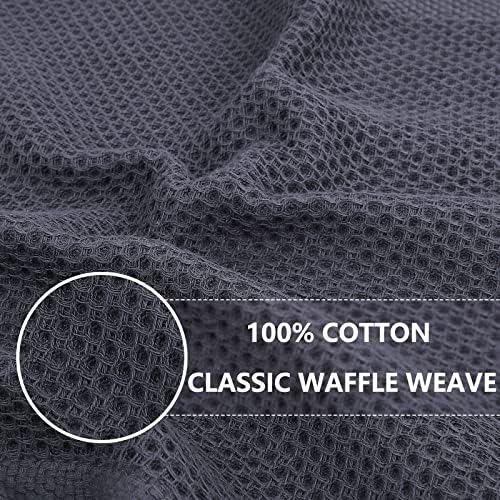 Homaxy 100% Cotton Waffle Weave Kitchen Dish Cloths 24-Pack, Dark Grey