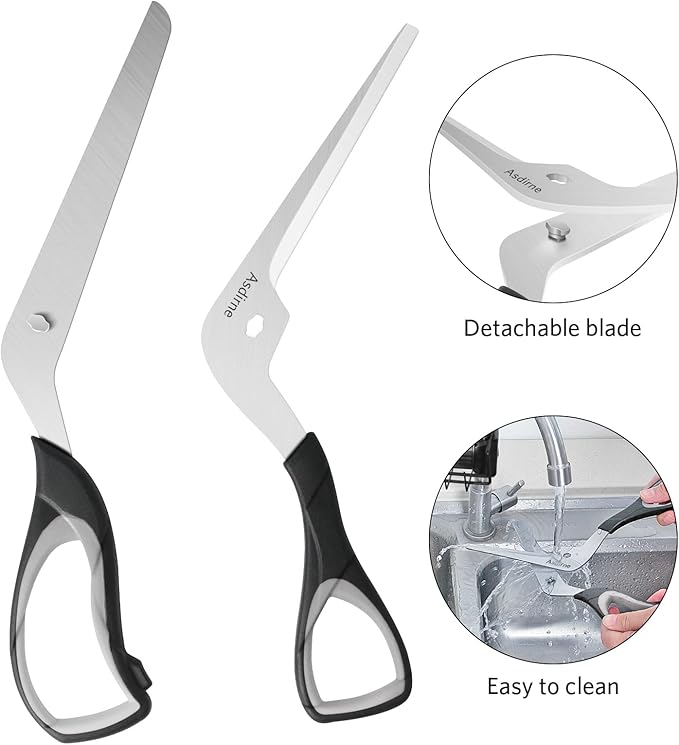 Pizza Scissors, Pizza Cutter with Ultra Sharp Detachable Blade and Ergonomic Soft Grip, 10.3Inch, Black&Grey