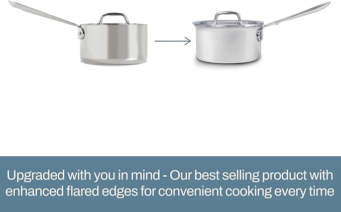 All-Clad D3® Stainless Steel 1 Quart Sauce Pan Covered- Made in the USA- The Original Bonded Professional Cookware- Oven Safe & Induction Compatible