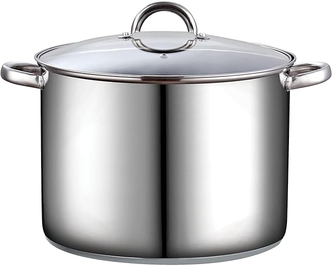 Cook N Home Stockpot with Lid, Basics Stainless Steel Soup Pot, 16-Quart