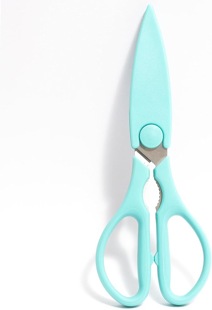 French Culinary Institute Premium Kitchen Scissors with Blade Cover, Teal