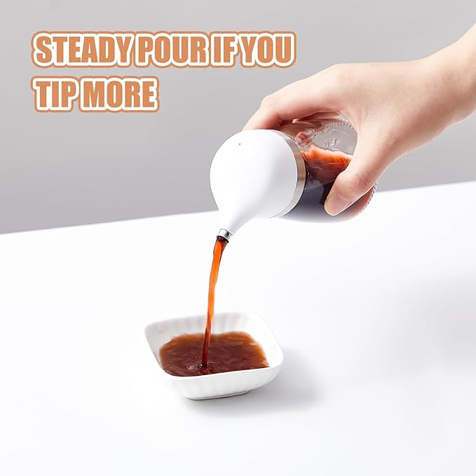 1 Pcs Dispenser Set 5 oz, White Glass Soy Sauce Dispenser, Small Olive Oil and Vinegar Bottles, Soy Sauce Bottle, Non Drip Spout Cruet Bottle Container for Kitchen Cooking