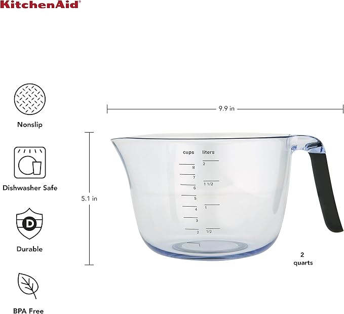 KitchenAid Universal Plastic Batter Bowl, 8-Cup, Onyx Black