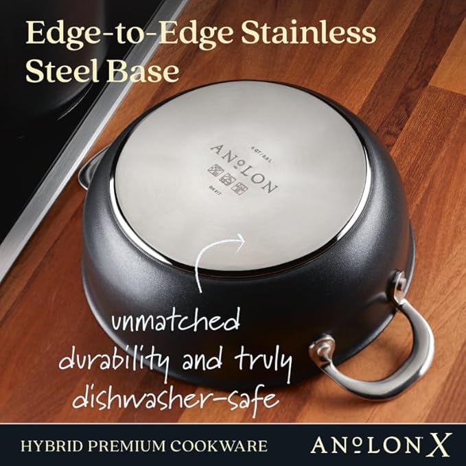 Anolon X Hybrid Nonstick Casserole Pan with Lid, Dark Gray