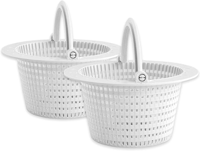 FibroPool Above Ground Swimming Pool Through-Wall Skimmer Basket with Handle (2 Pack) Replacement Strainer for Leaves and Debris - Not Compatible with inground Pools