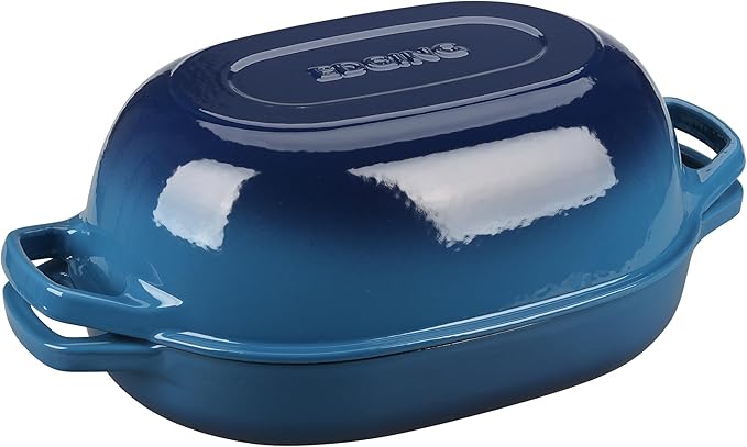 Enameled Cast Iron Oval Dutch Oven Pot with Lid, Dutch Oven for Sourdough Bread Baking, Bread Oven, Bread Dutch Oven, Oval Bread Pan, 7qt, Lake Blue