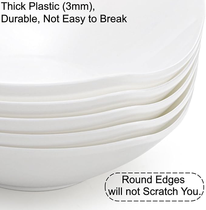 Hacaroa 16 Pack Plastic Serving Bowls, 24 Oz Small Salad Bowl Square White Candy Bowls Party Snack Bowl for Chips, Fruit, Popcorn, Dips, Entertaining, Catering, Thick Plastic