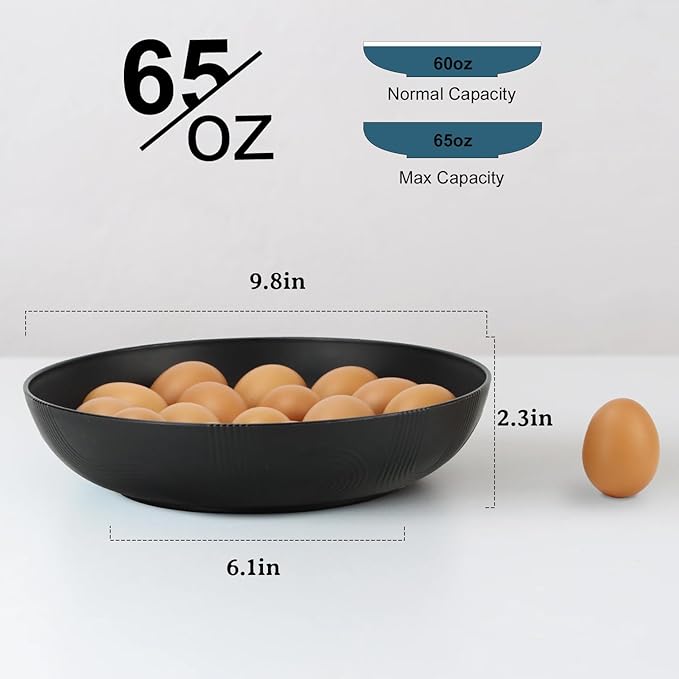 Wrova 10inch Wheat Straw Big Bowls Set of 6 - Large Salad Bowls 65oz - Unbreakable Serving Bowls Microwave & Dishwasher Safe for restaurant - Big Plastic Bowls for Cereal,Salad - Classic Series
