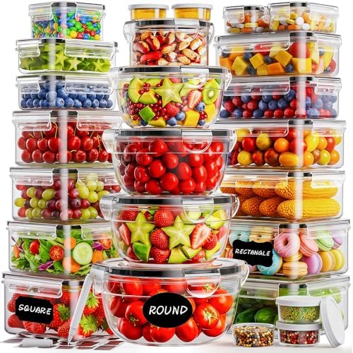50 PCS Food Storage Containers with Lids BPA-Free (25 Containers & 25 Lids)