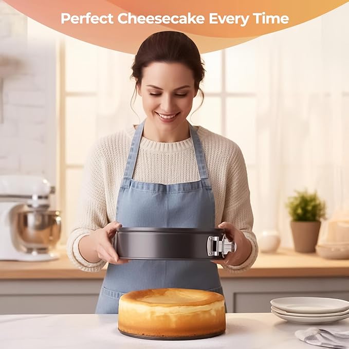 RFAQK 4-Inch Mini Cake Pans Set for Baking - Nonstick 4PCs Small Cheese Pans for Cheesecakes, Pizzas, Quiches, and More! Perfect for Baking Small, Smash, and Mini Treats