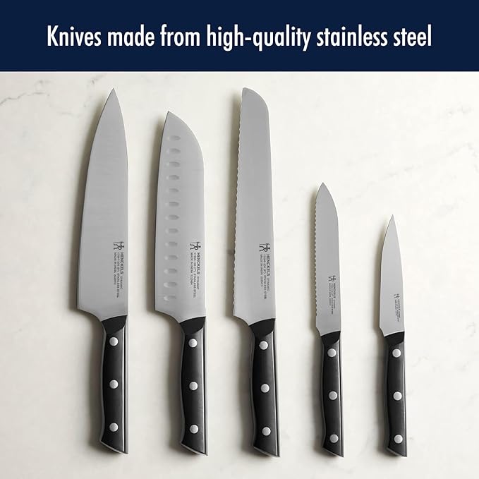 HENCKELS Dynamic Razor-Sharp 5-Piece Kitchen Knife Set, Chef Knife, Bread Knife, German Engineered Informed by 100+ Years of Mastery