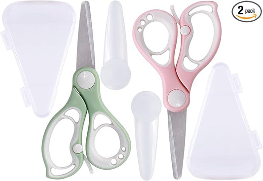 Baby Food Scissors Kicthen Shears - Portable Cute Kitchen Scissors with Dust Cover and Storage Travel Case - Ideal for Cutting Meat, Chicken, Vegetables, Fruits