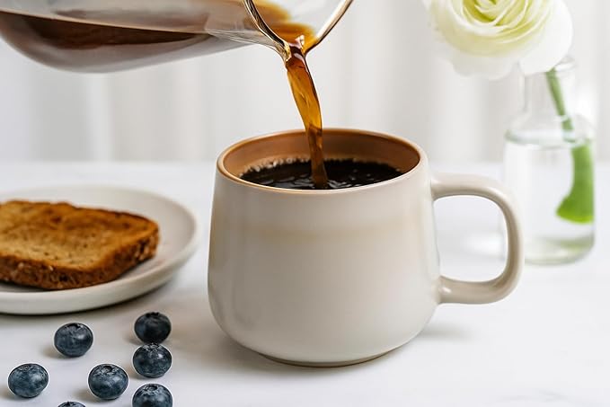 Ceramic Coffee Mugs Set of 4 | 12 oz Stoneware Coffee Cups | Lead-Free, Non-Toxic | Microwave and Dishwasher Safe | Comfortable Handle | Aesthetic Nordic Design for Tea and Latte | Sage Ash